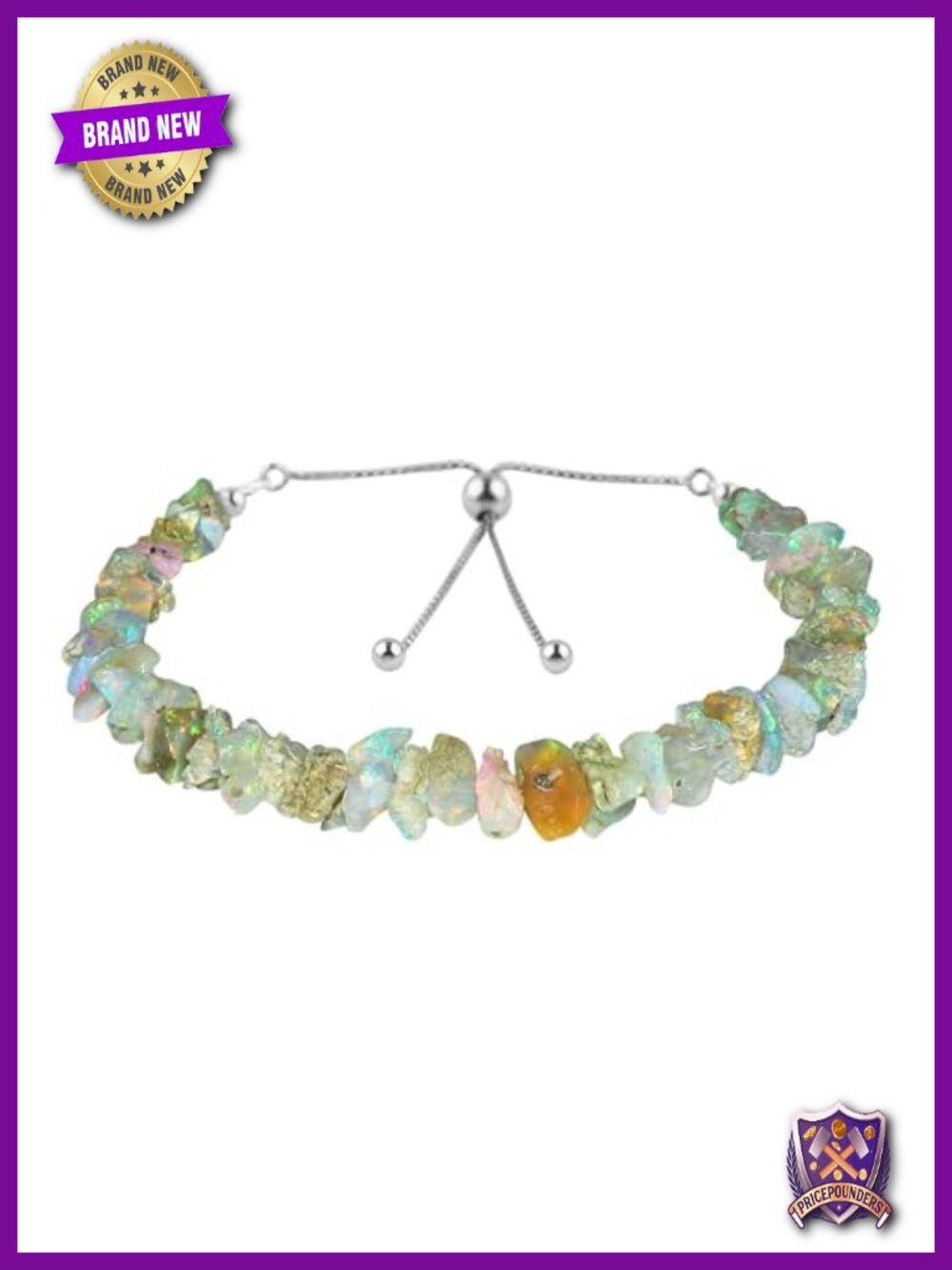 Natural Ethiopian Opal Bolo Slider Bracelet Handcrafted Healing Gemstone Jewelry